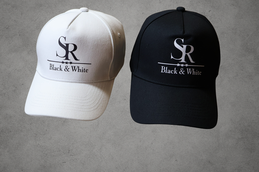 SR Black & White Cap – Premium Edition