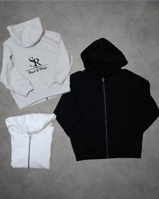 SR Black & White Kids Zip jacket with Hoodie – Unisex