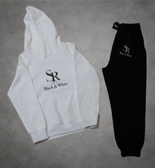 SR Black & White Kids Black&White Tracksuit – Unisex